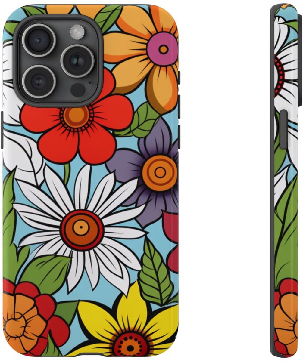 Kleurrijk Bloemenpatroon – Telefoonhoesje Geschikt voor iPhone 15 Pro Max
