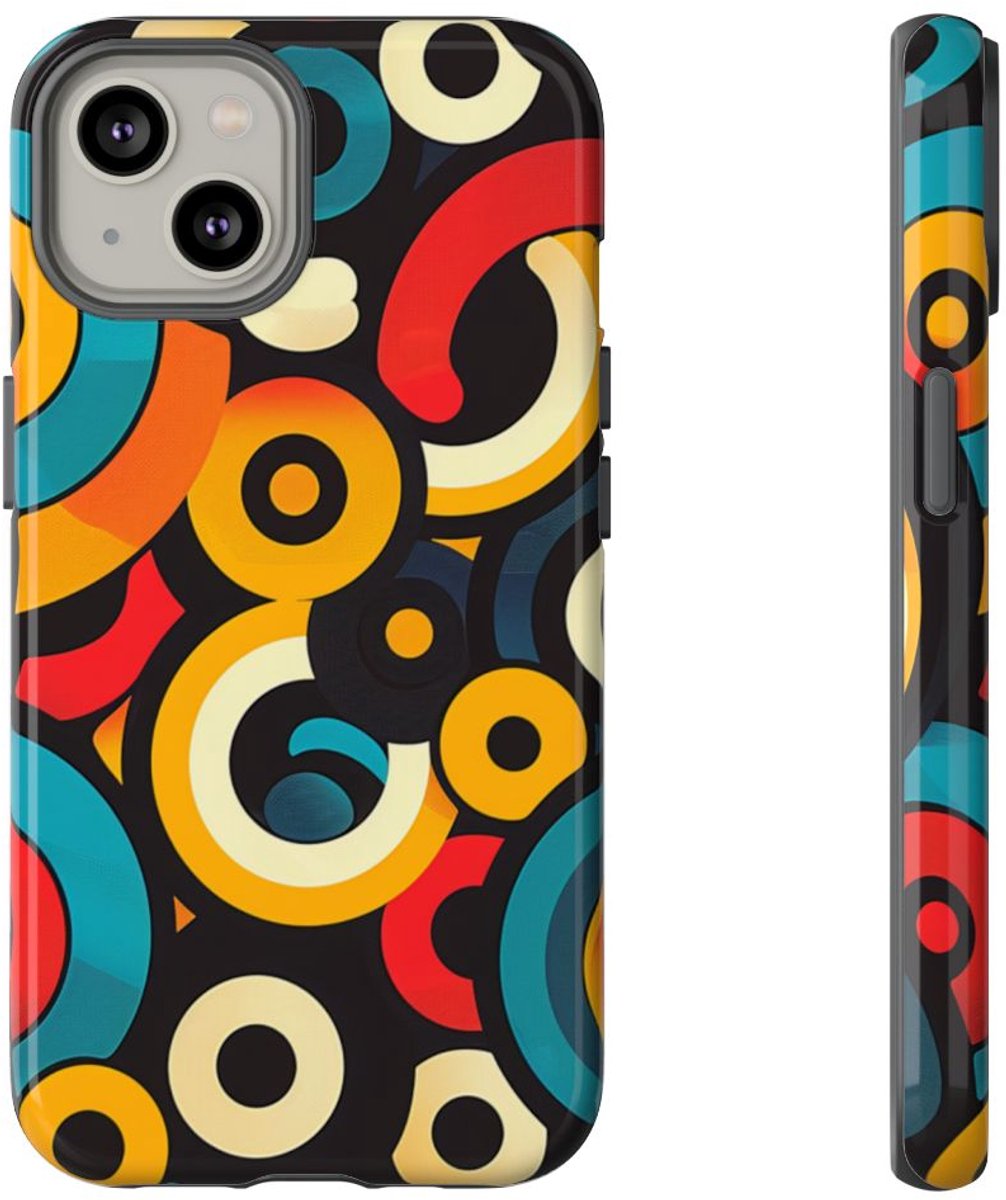 Kleurrijk Abstract Cirkelpatroon – Telefoonhoesje Geschikt voor iPhone 14