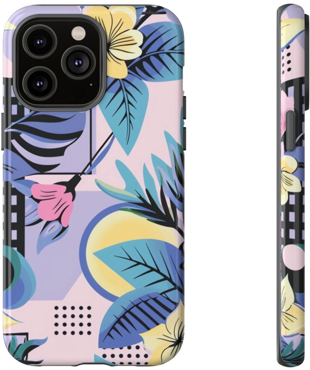 Bloemrijk Geometrisch Patroon – Telefoonhoesje Geschikt voor iPhone 14 Pro Max
