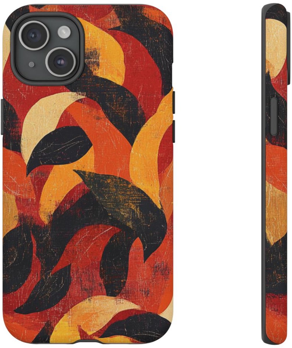Abstract Herfstbladeren Patroon – Telefoonhoesje Geschikt voor iPhone 15 Plus