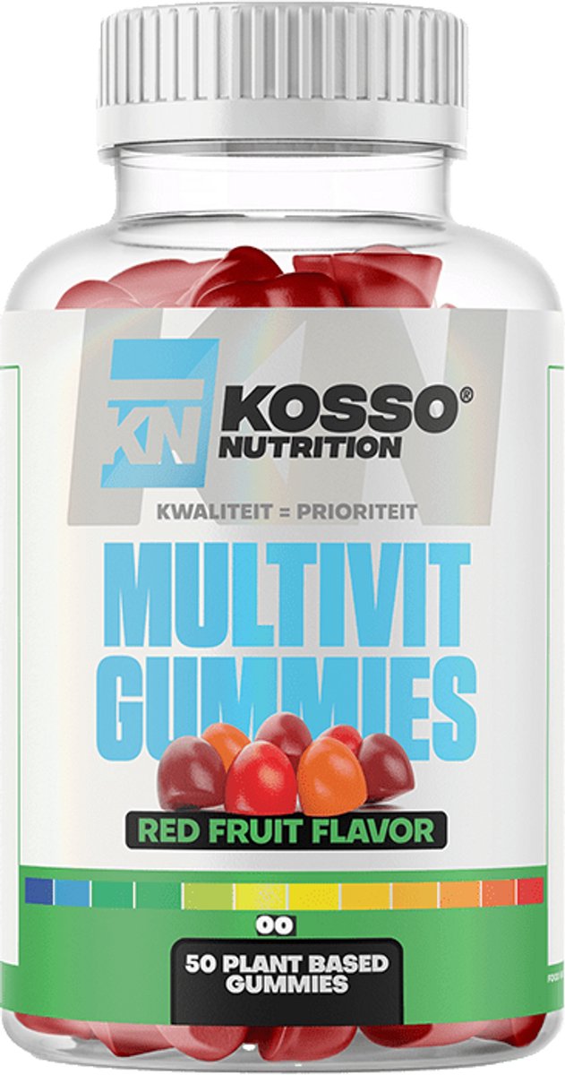 Kosso Nutrition – Multivitamine Gummies – 100% Vegan – Multivitamine Snoepjes – Weerstand & Energie – 50 Gummies