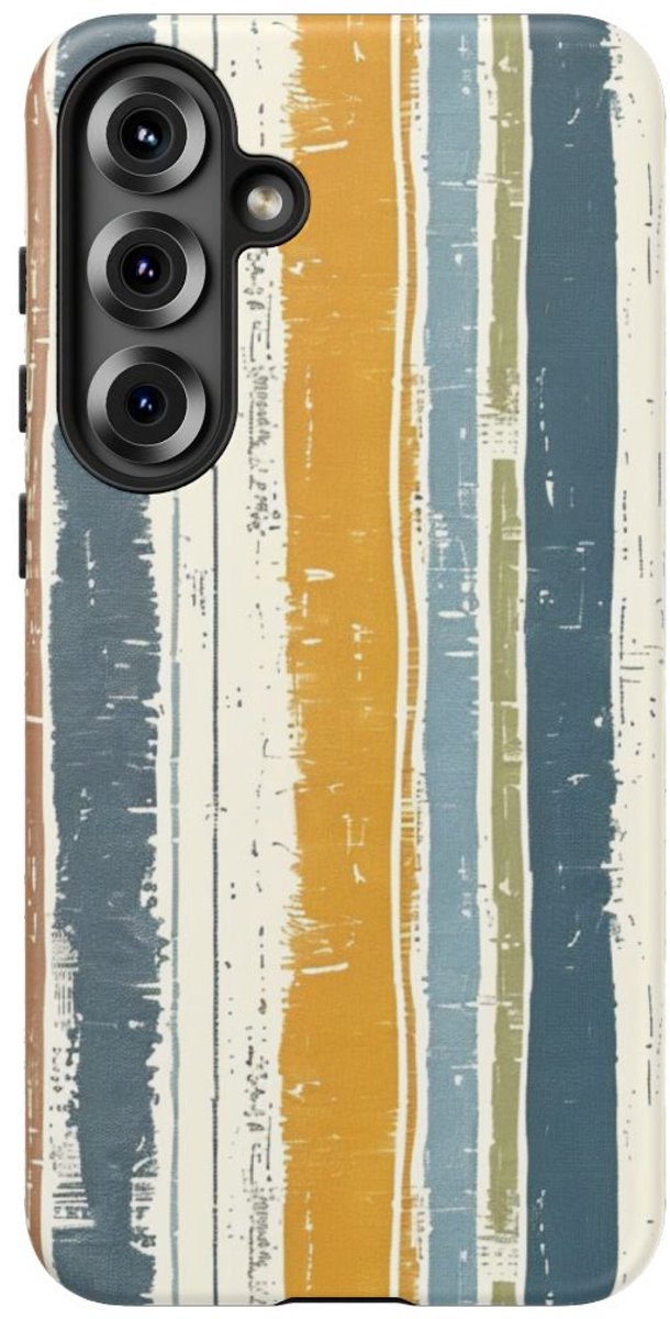 Rustiek Gestreept Linnenpatroon – Telefoonhoesje Geschikt voor Samsung Galaxy S25 Plus