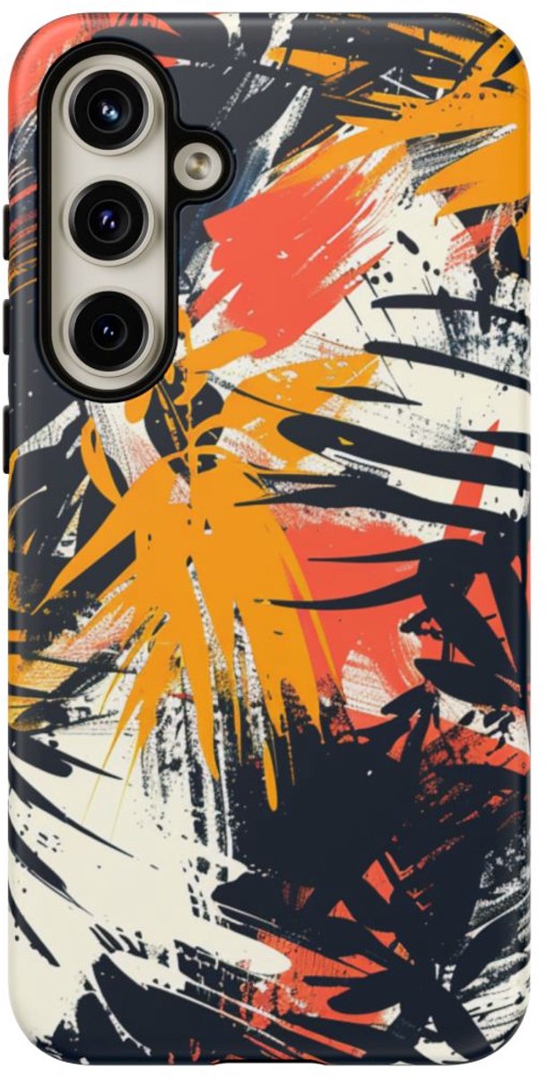 Abstracte Tropische Penseelstreken – Telefoonhoesje Geschikt voor Samsung Galaxy S24 Plus