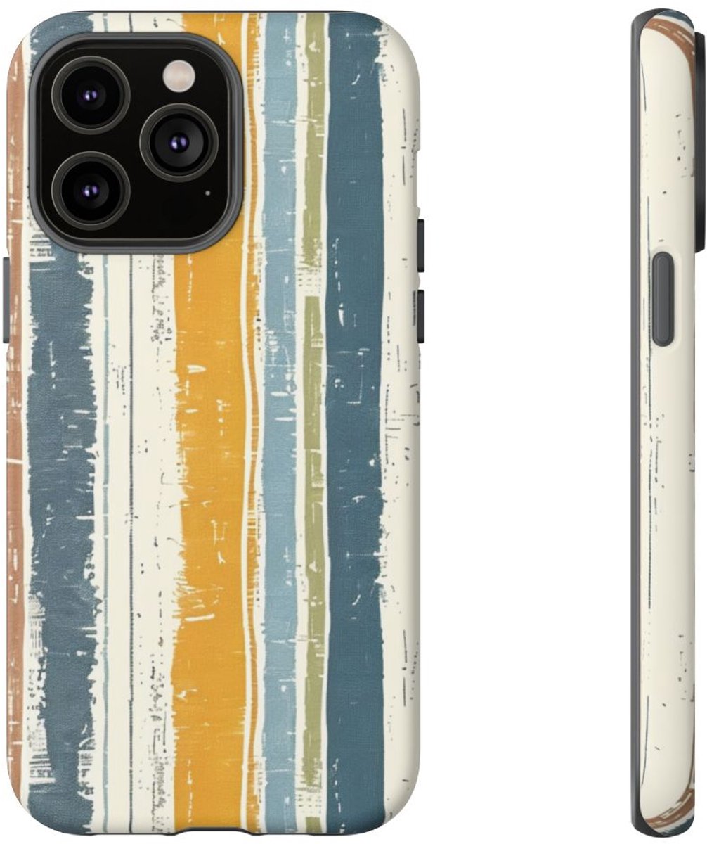 Rustiek Gestreept Linnenpatroon – Telefoonhoesje Geschikt voor iPhone 14 Pro Max