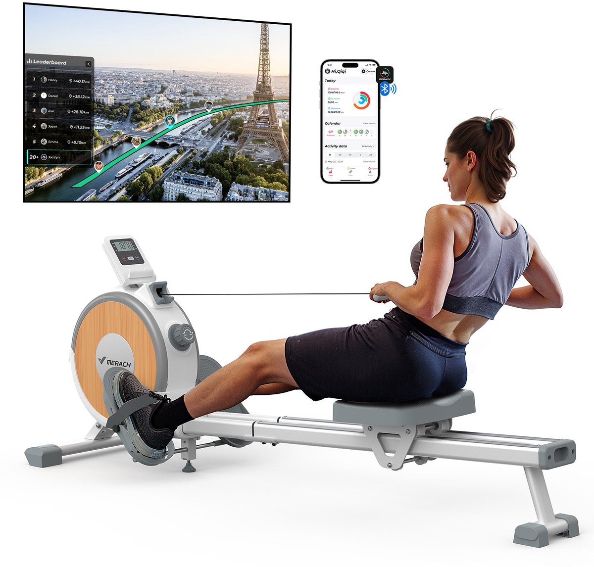 MERACH Roeimachine Thuis Stille Magnetisch Wit 16