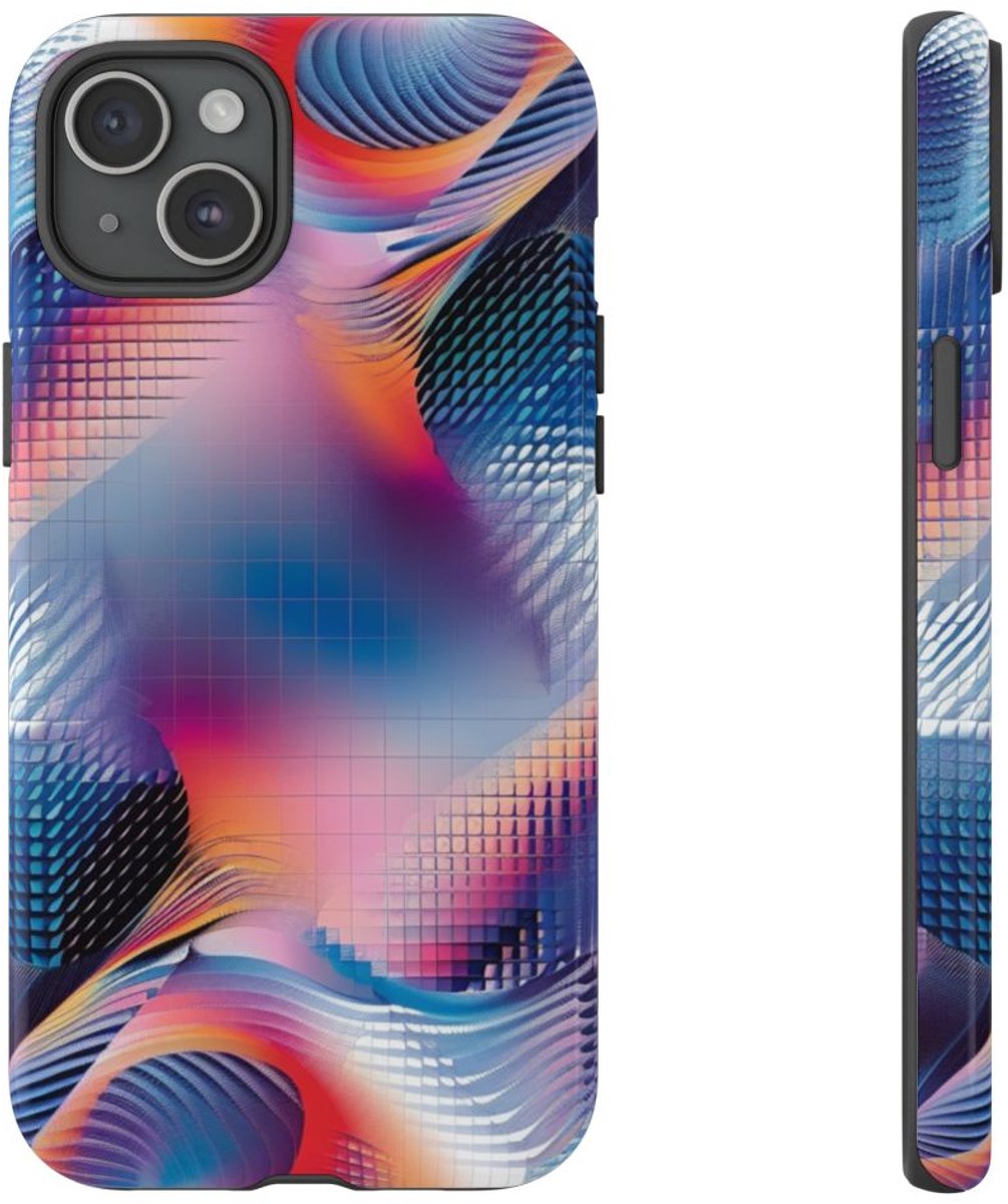 Kleurrijk Abstract Geometrisch Patroon – Telefoonhoesje Geschikt voor iPhone 15 Plus