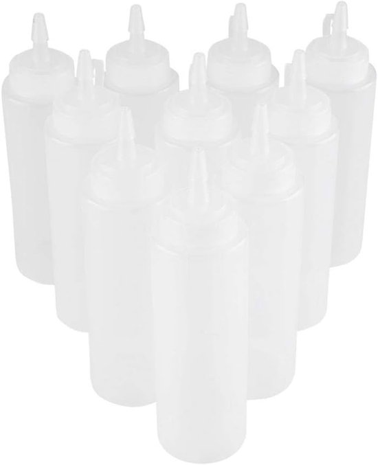 SZXMDKH 8oz Food Grade Herbruikbare Plastic Squeeze Kruiderij Flessen met Cap voor Saus Fles Kruiden Dispensers (2 stuks