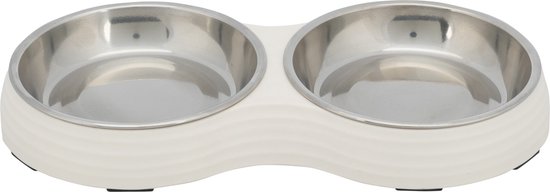 Trixie - Voerbak Kat Dubbel Melamine / Rvs Wit