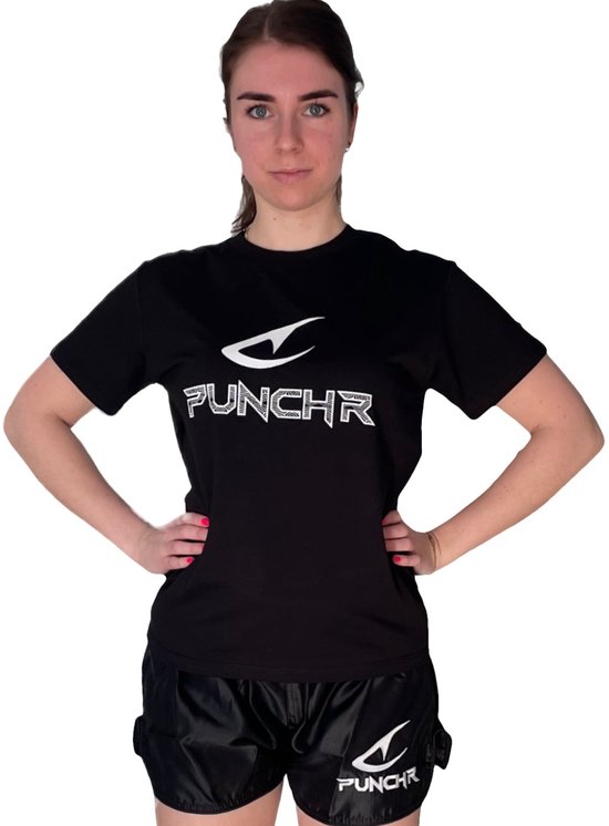 PunchR™ Logo's Sportswear T-Shirt Katoen Zwart Wit - XL