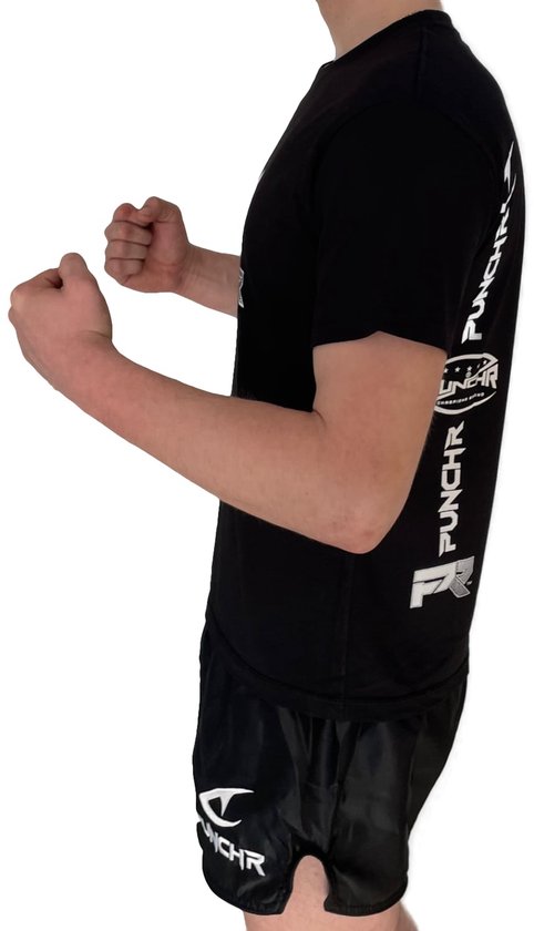 PunchR™ Logo's Sportswear T-Shirt Katoen Zwart Wit - XL