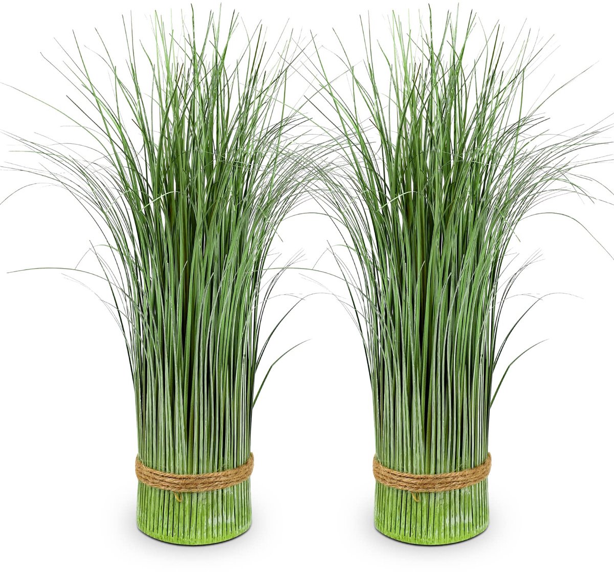 Ibenzoa® Set van 2 decoratieve kunstplanten met realistisch gras en paarse accenten, 41 cm hoog, ideaal voor huis, kantoor en evenementen
