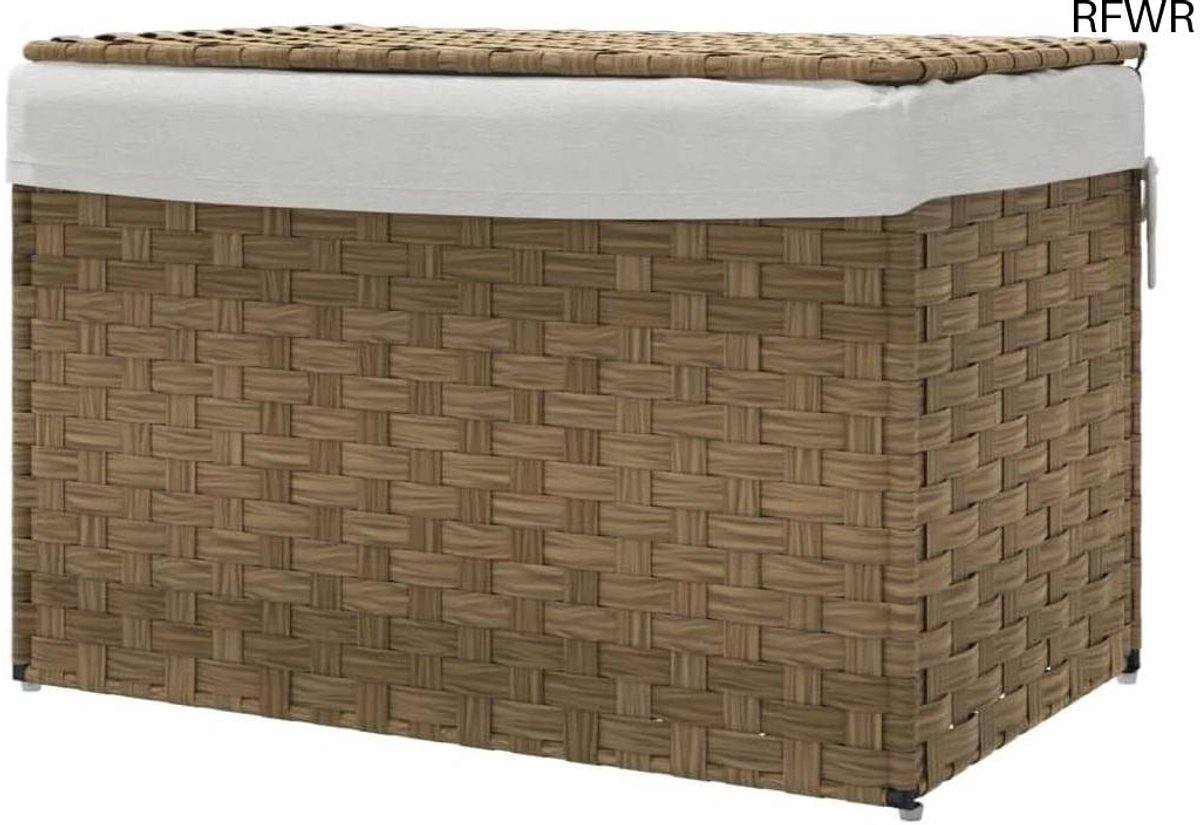 RFWR® Wasmand met Deksel - Duurzaam en Inklapbaar - 55,5x35x34 cm Rieten Design