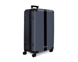 NoBoringSuitcases.com NoBoringSuitcases.com® - Koffer groot - Reiskoffer lichtgewicht - Blauw met zwarte streep - Rolkoffer met 4 wielen - Grote trolley XL - 98 liter bagage