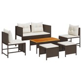 vidaXL - Set de 6 bancs de jardin avec Coussins marron - En Poly
