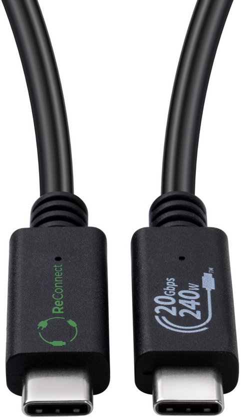 Câble USB Microconnect ECO-USB3.2CC1 USB 3.2 Gen 2x2 1 m USB C Zwart