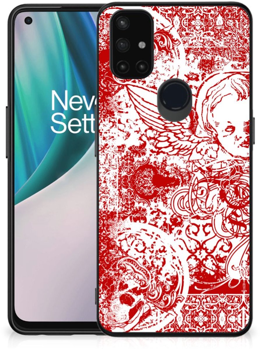 Back Cover voor Telefoonhoesje OnePlus Nord N10 5G Angel Skull Rood