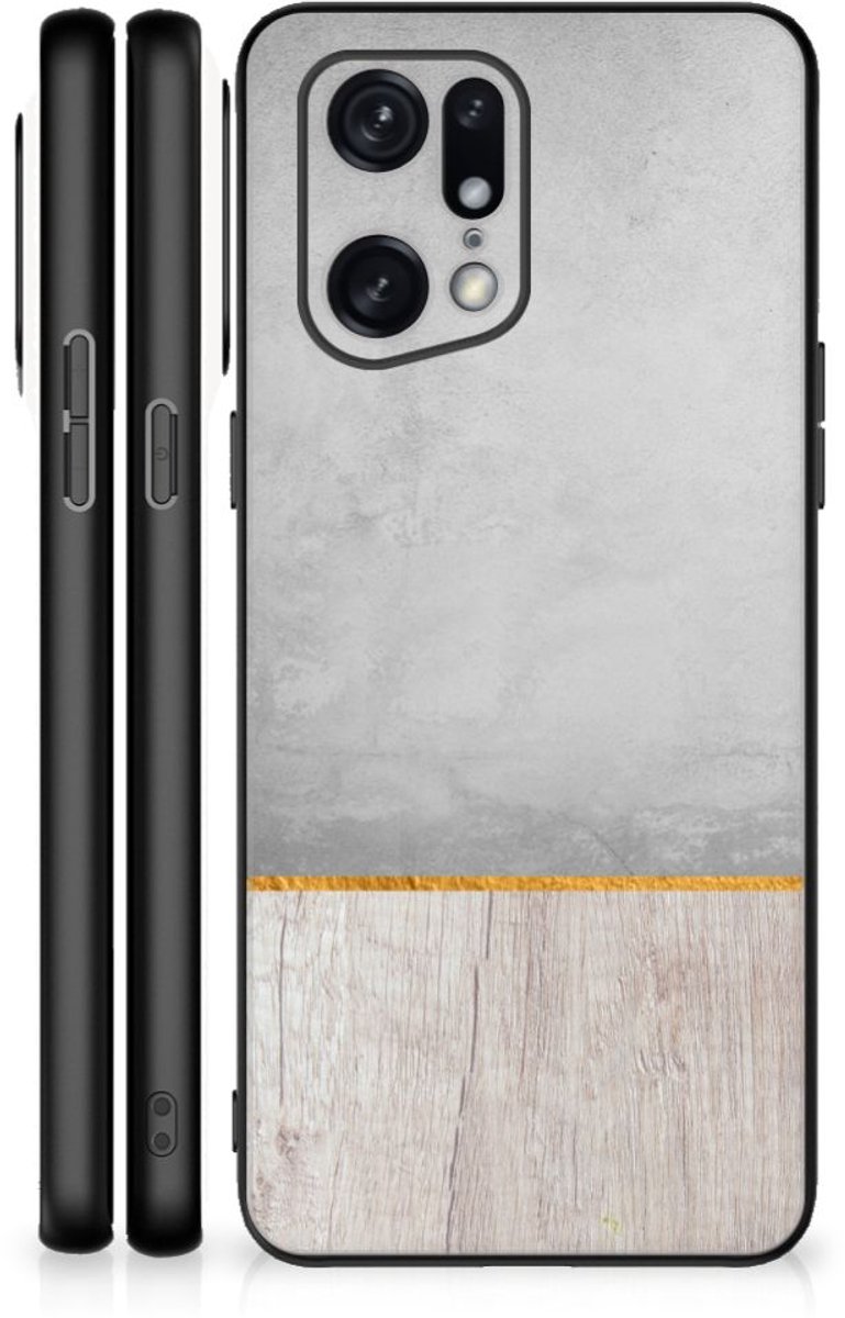 OPPO Find X5 Pro Houten Print Telefoonhoesje Wood Concrete