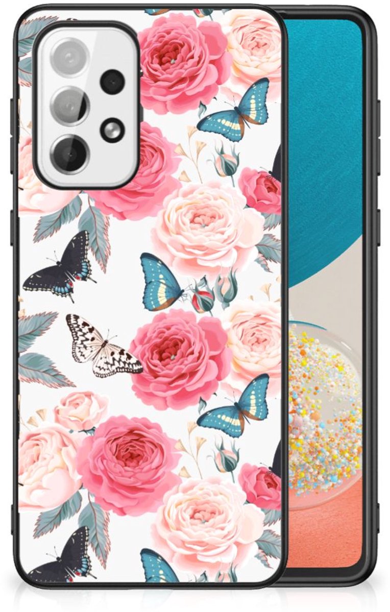 Back Cover voor Samsung Galaxy A73 Bloemen Hoesje Butterfly Roses