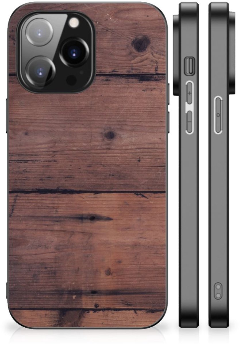 Back Cover voor iPhone 14 Pro Max Houten Print Telefoonhoesje Old Wood