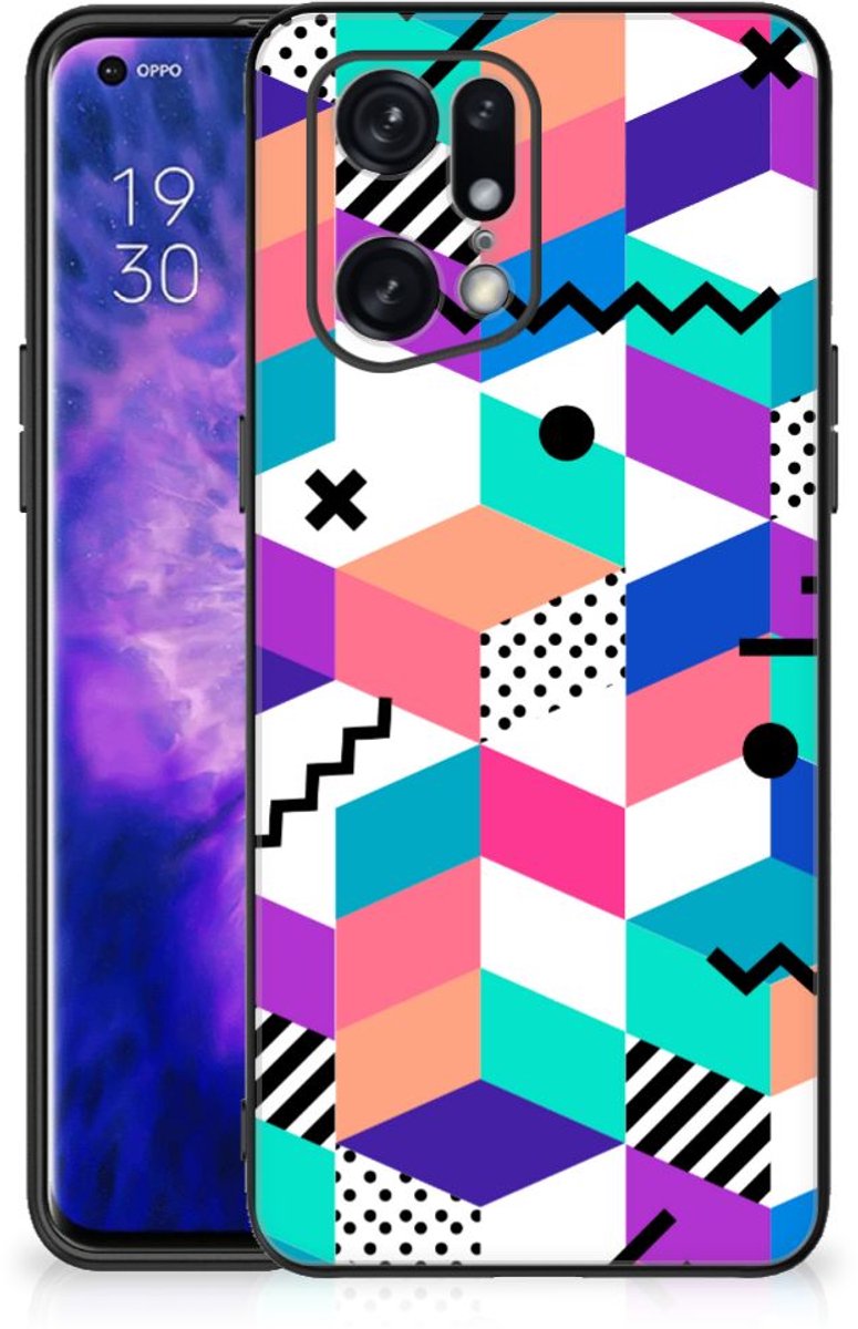Back Cover voor OPPO Find X5 Pro Backcover Blokken Kleurrijk
