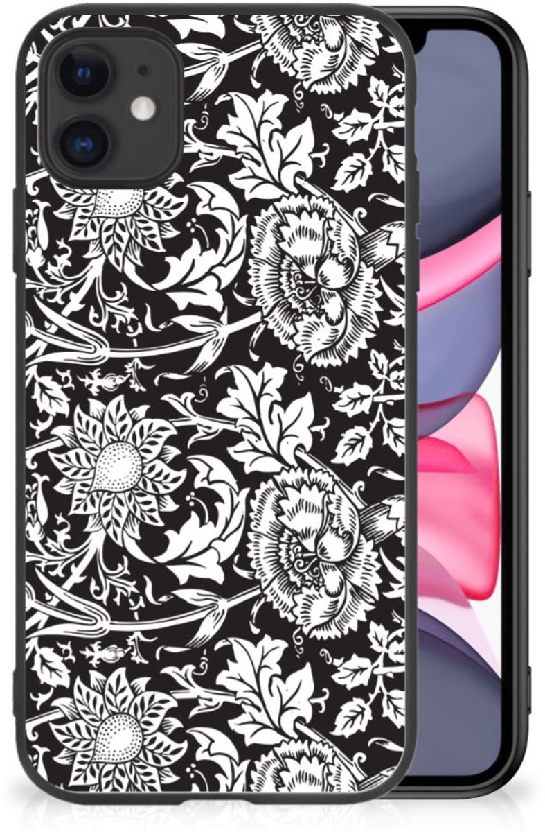 iPhone 11 Bloemen Hoesje Black Flowers