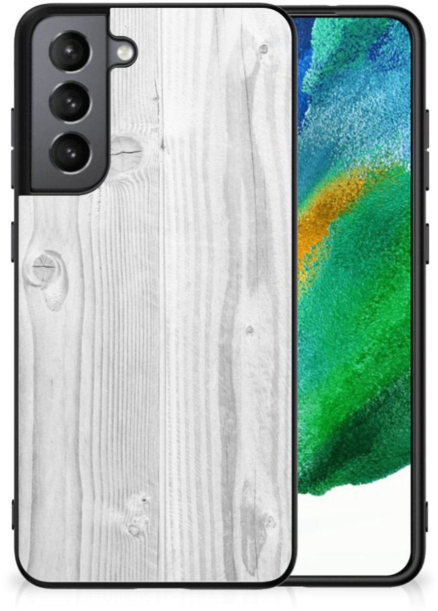Samsung Galaxy S21FE Houten Print Telefoonhoesje White Wood