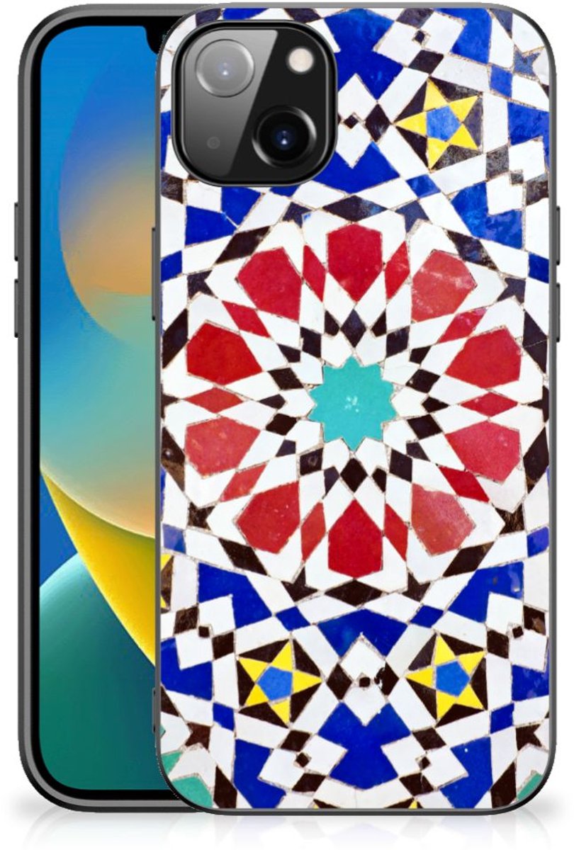 Back Cover voor iPhone 14 Plus Marmeren Print Telefoonhoesje Mozaïek