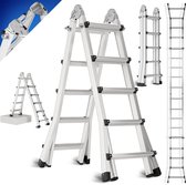 Bol.com Telescoopladder - Ladder - Schuifladder - 48 Meter - 150kg Draagvermogen - Vouwladder - Inklapbare Aluminium Ladder - vo... aanbieding