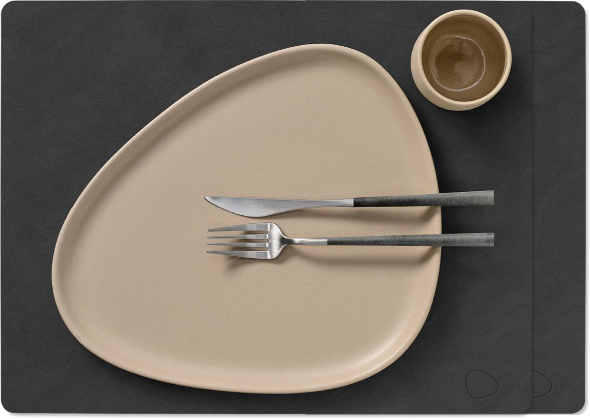 LIND DNA Placemats Nupo - Leer - Black - 45 x 35 cm - 2 Stuks