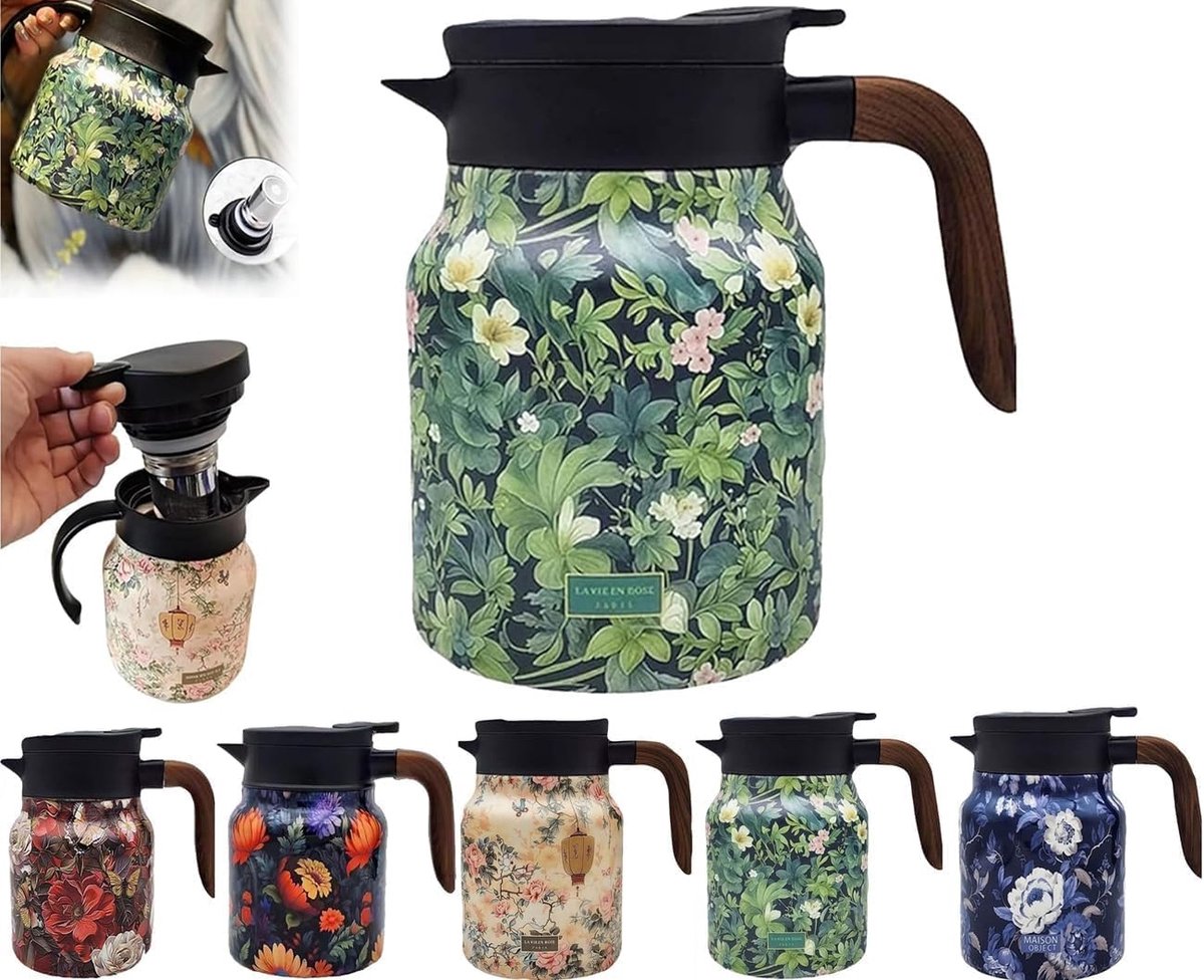 Raidley Vintage bloemenpatroon theekan, Doresty Thermos Theepot, 2025