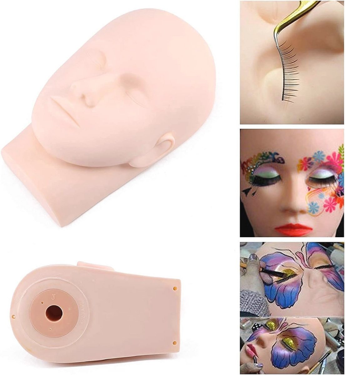 Poppenhoofd voor Make-up en Wimpertraining - Oefenmodel voor Wimperverlenging, Lippentattoo en Visagetechnieken