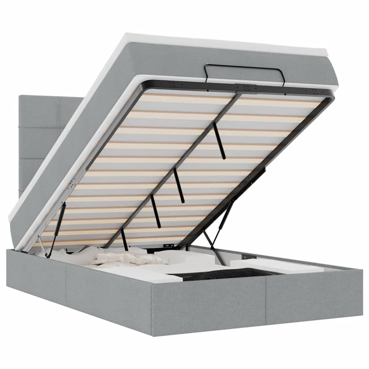 vidaXL - Ottoman - bed - met - matras - 120x200cm - stof - lichtgrijs