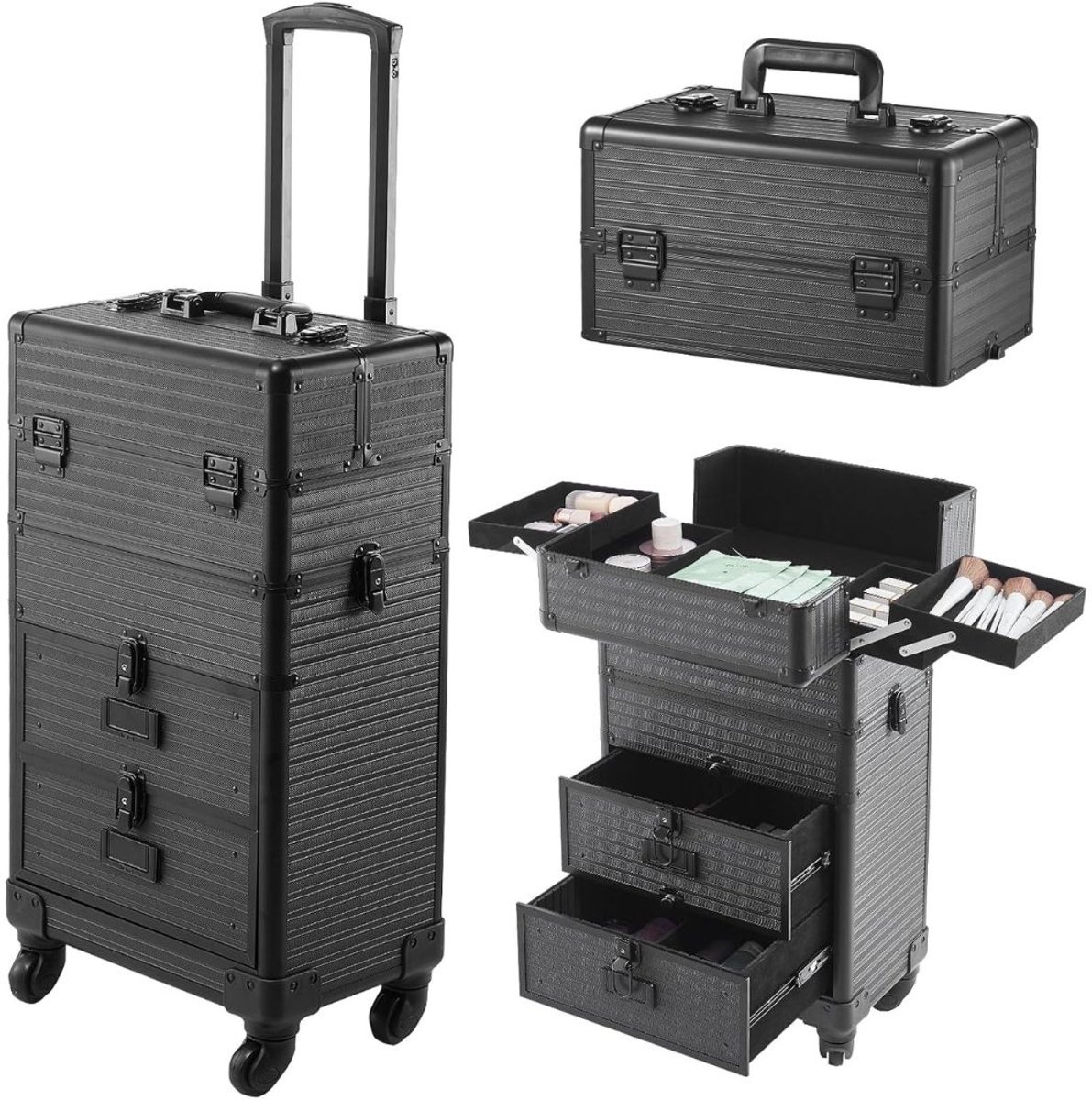 CLVP® Kapperskoffer - Kapperstas - Visagie - Cosmetica Organizer - Zwart