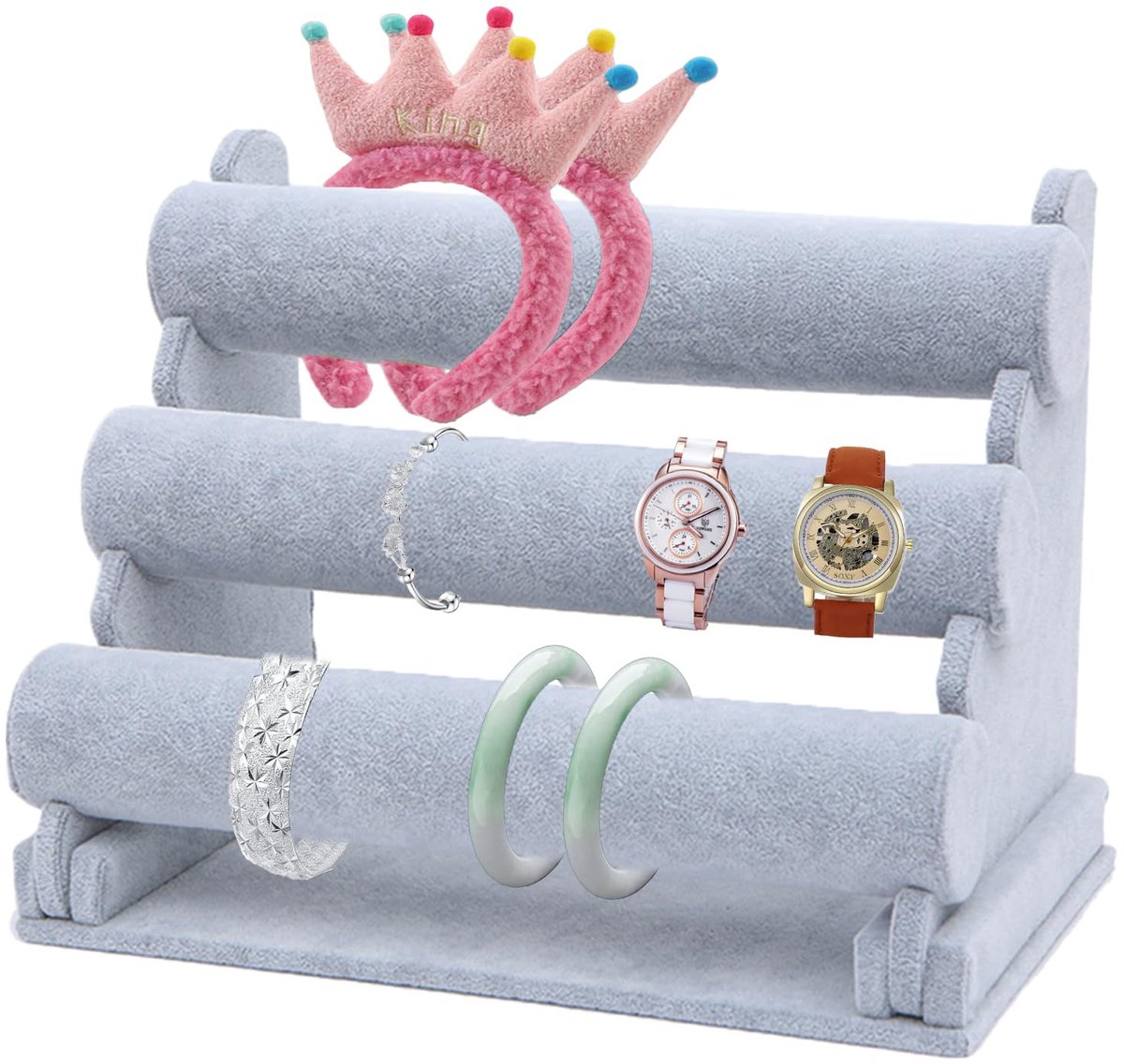 Ibenzoa® Geavanceerde Multifunctionele Sieradenhouder met 3 Trapsysteem voor Horloges en Kettingen
