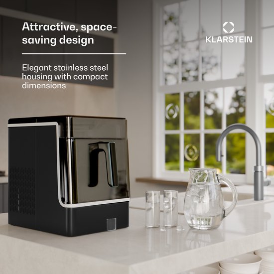 Klarstein IJsblokjesmachine ijsmachine - 23kg/24u, 32 ijsblokjes/17min, roestvrij staal, automatisch reinigen, waterreservoir van 2kg, intuïtieve bediening, waarschuwingen, modern ontwerp, zwart - IJsblokjesmaker - voor Feest van Klarstein — afbeelding 3