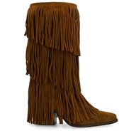 Sacha - Dames - Cognac suède cowboylaarzen met franjes - Maat 40