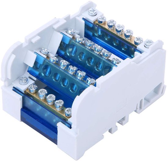 Terminal-Verteilerkasten 4x7 – 4-Ebenen-Klemmenblock, 125A, 500V, Mit Transparenter Abdeckung, Für DIN-Schiene