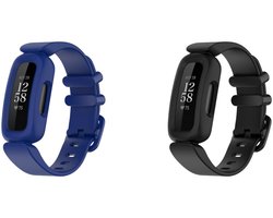 Strap-it Bundel van 2 Siliconen Classic Bandjes - Geschikt voor Fitbit Ace 3 - Donkerblauw & Zwart - Sportbandje - Sportarmband - Siliconen Band - Waterbestendig & zweetbestendig