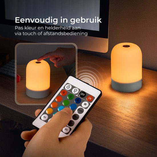 Oplaadbaar Nachtlampje voor Kinderen - 15 kleuren - Met Afstandsbediening - Volwassenen en Baby - Dimbaar en Draadloos - USB - Soft & Silky - Bedlampje - Kinderlamp - Nachtlamp kind van Soft & Silky — afbeelding 3