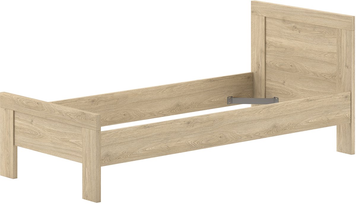 Kinderbed Sammie - 90x200cm - Eikdecor - Vipack - Eenpersoons Bedkader - Bruin - Melamine; Spaanplaat Eenpersoons Normaal Bed