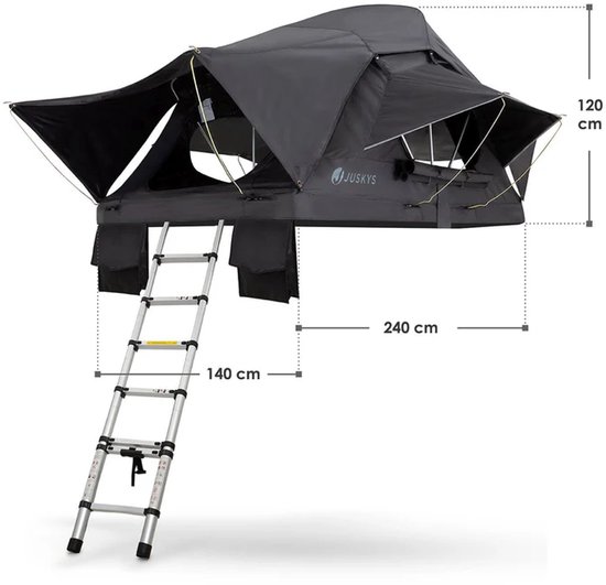 Juskys Lago Daktent - 2-personen - incl. matras - voor auto - zwart van Merkloos — afbeelding 5