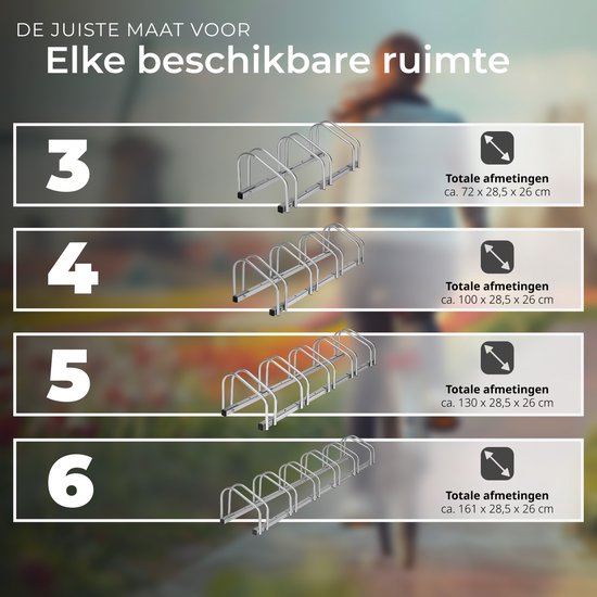 tectake® - Fietsenrek voor 3 fietsen - staal - stabiel - Bevestiging aan vloer en muur mogelijk - Aan beide kanten bereikbaar - Bandbreedte 35-60mm van Tectake — afbeelding 5