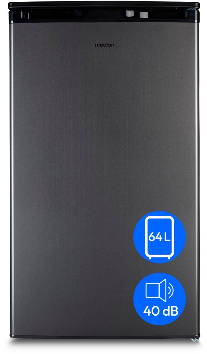 MEDION Gefrierschrank (64 Liter, 85cm hoch, 3 transparente Schubladen, Türanschlag wechselbar, MD37688) grau
