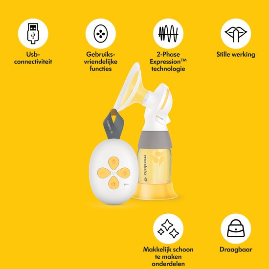 Medela Solo Borstkolf Kolfapparaat Enkele elektrische kolf Compact en licht - Oplaadbare accu - USB lader van Medela — afbeelding 3