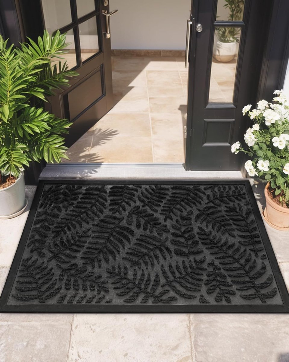 Ibenzoa® Weerbestendige vuilvangmat voor buiten met antislip en wasbaar ontwerp, 60 x 90 cm, zwart