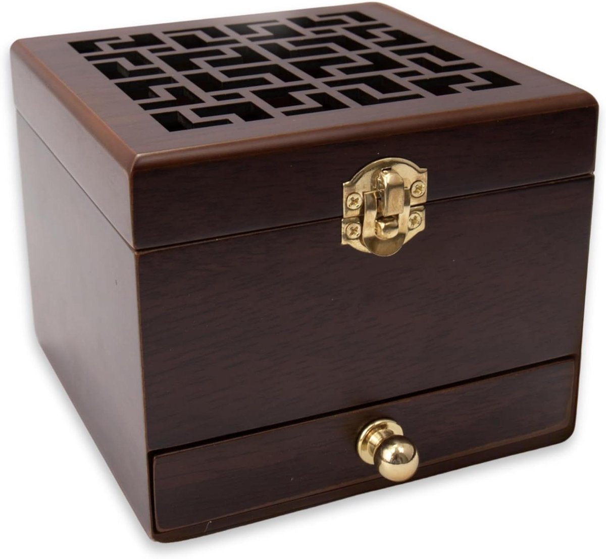 Wierook Brander Houder Natuurlijke Ash Houten Doos Distilleerder Kegel Houtskool Hars Aromatherapie Geur Ornament (Bruin Hout)