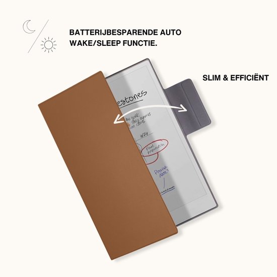 Lunso ReMarkable Paper Pro Slim magnetisch sleepcover PU leer hoes - Bruin van Lunso — afbeelding 5