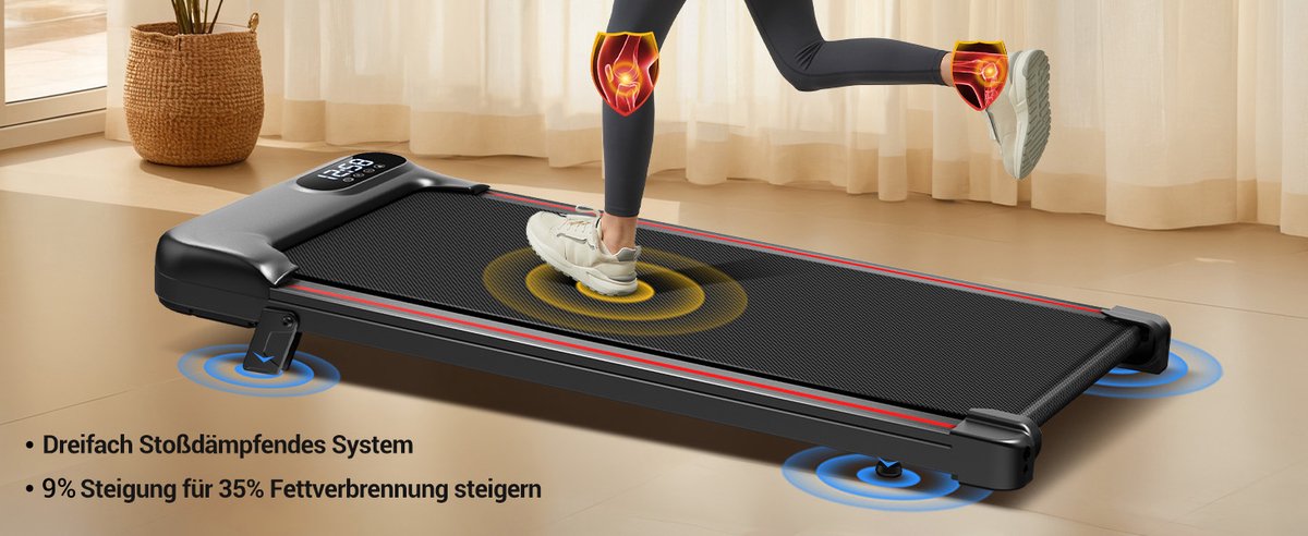 Afbeelding 2 van Loopmat met helling 1-8KM/H, loopband met helling voor thuis en drievoudige demping en stille 2,5pk motor, loopbandbureau Max. Max. belasting 136KG