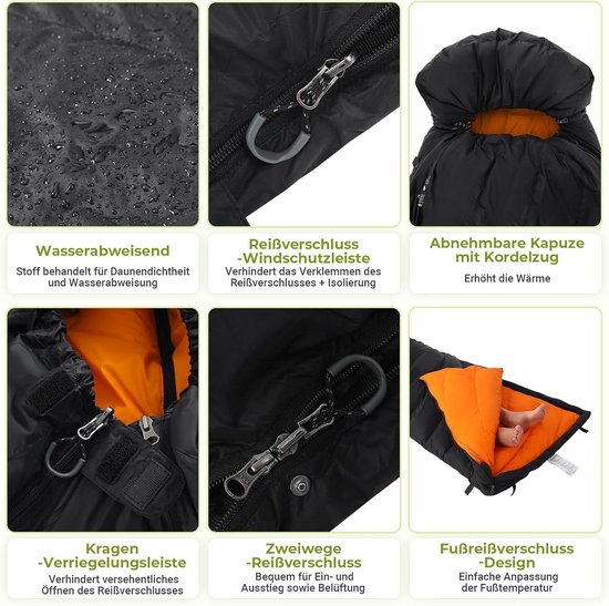 Outdoor slaapzak met 600 fp dons, waterafstotend - voor 4 seizoenen, ideaal voor volwassenen op de camping, reizen en avonturen van OutDoor — afbeelding 3