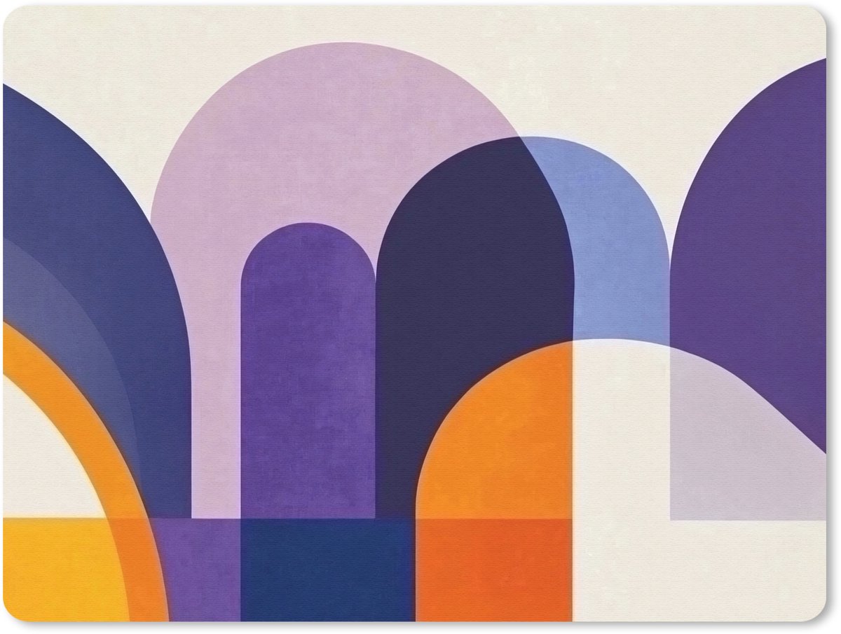 Muismat 23x19 cm - Mousepad Vormen - Abstract - Grafisch - Oranje - Muismatten